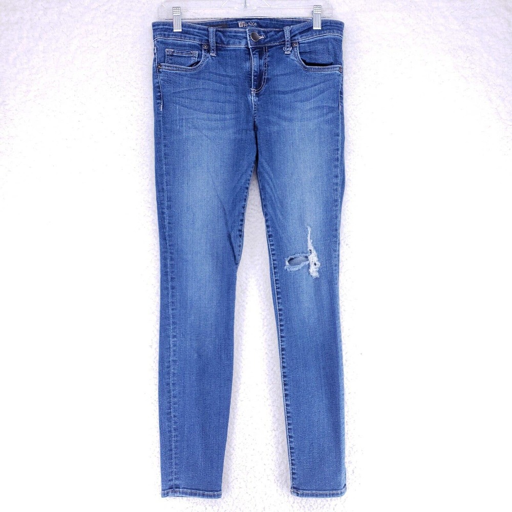 Kut from the Kloth Distressed Toothpick Skinny Jeans Womens Size 8 Mid Rise